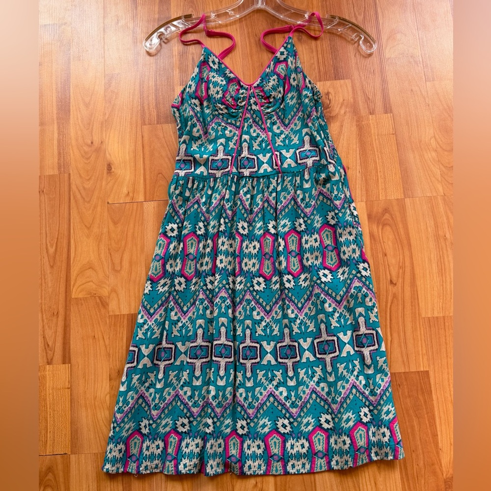 Xhilaration Teal and Pink Geometric Mini Dress